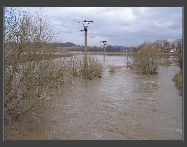 Rájec nad Svitavou, rozvodněná Svitava