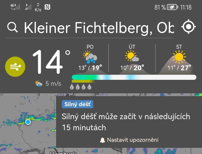 pod vrcholem Fichtelbergu